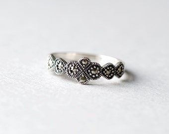 925 Sterling Silver Art Deco Ring, Marcasite Ring, Everyday Jewelry, Vintage Style Ring, Minimalist Ring