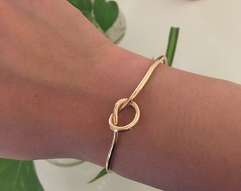 Gold Knot Tie Bangle, Knot Bracelet, Bridesmaid Gift