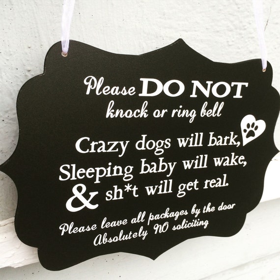 Sleeping Baby Sign Barking Dogs Sign Do Not Knock Sign