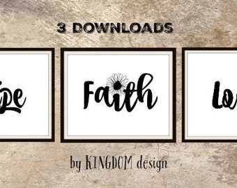 Faith Wall Decor faith hope love bible verse art print. wall art typography Faith Wall Decor faith hope love bible verse art print. wall art typography