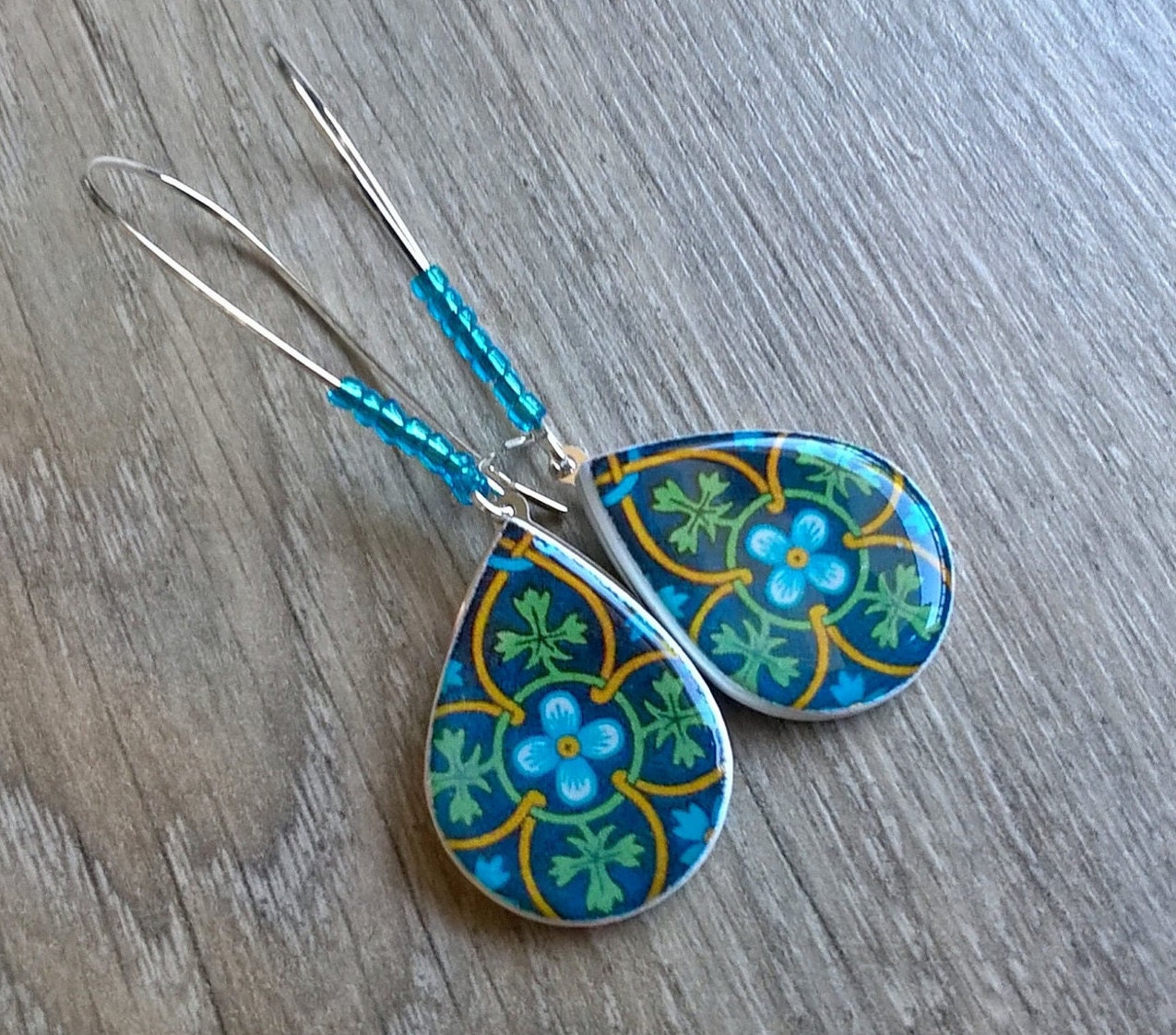 Mexican tile earrings teardrop earrings Mexican jewelry