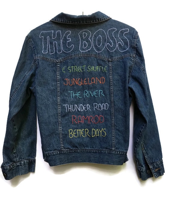 custom rock band denim jacket embroidered by savingmyvintageheart