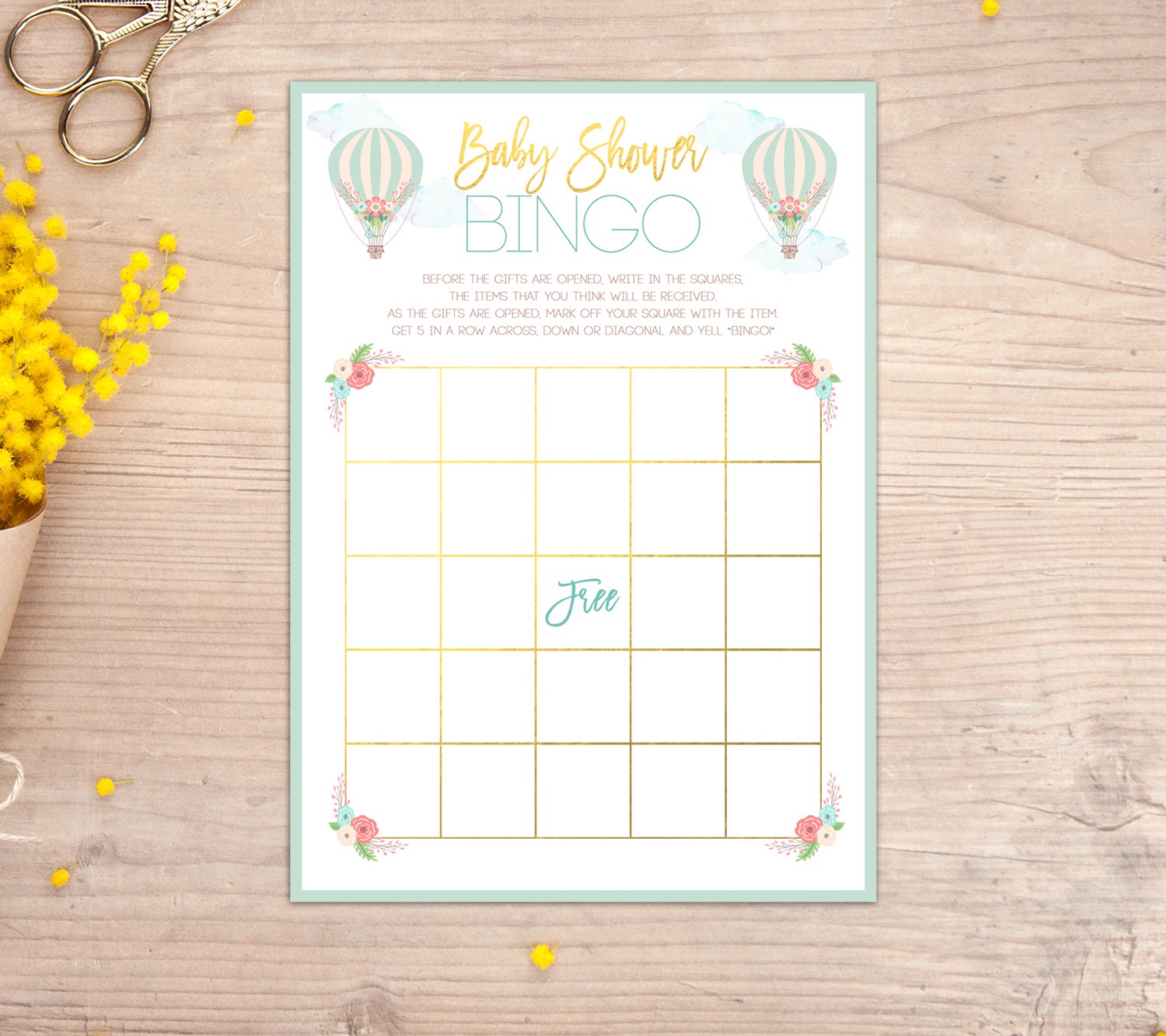 Baby Shower Bingo Game Hot Air Balloon Baby Shower Games Up