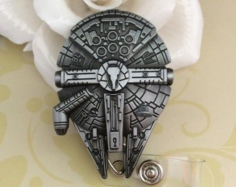 Star Wars Spaceship Millenium Falcon Retractable ID Badge Reel, Nurse Badge Reel