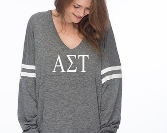 Alpha Sigma Tau Varsity Slub Long Sleeve Tee, Alpha Tau long sleeve t-shirt,AST Sorority Tshirt, Sorority Apparel, Greek Gear, AlphaSigmaTau