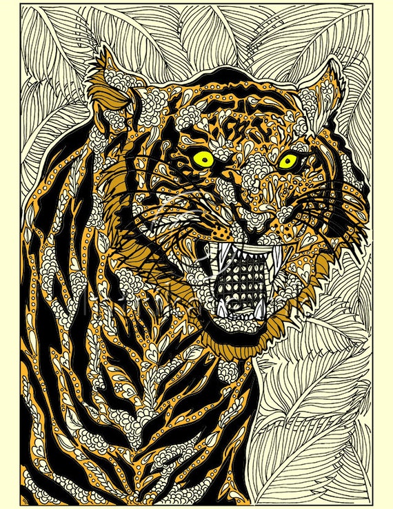 Tiger Coloring  Page  Animal Coloring  Cat  Wild Intricate 
