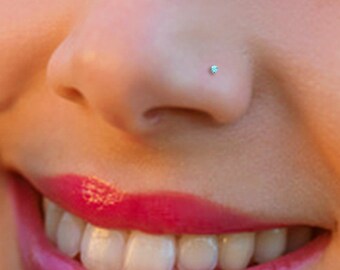 Tiny Turquoise Sterling Silver 1.5mm Nose Stud, Nose Ring, Silver Nose Stud, Turquoise Nose Ring, Turquoise Nose Stud, Tiny Nose Ring