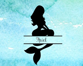 Split Mermaid SVG, Mermaid Monogram svg, pdf, eps cutting files for silhouette, cricut, nautical monogram svg sea