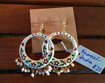 Indian enamel chandelier earrings