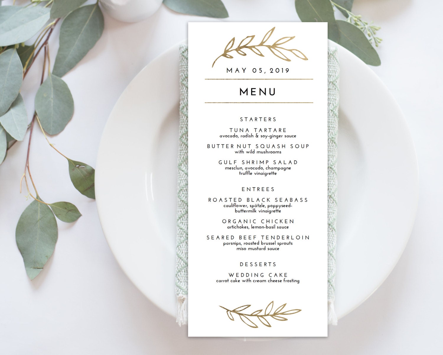 Wedding Menu Printable Menu Editale Template Menu