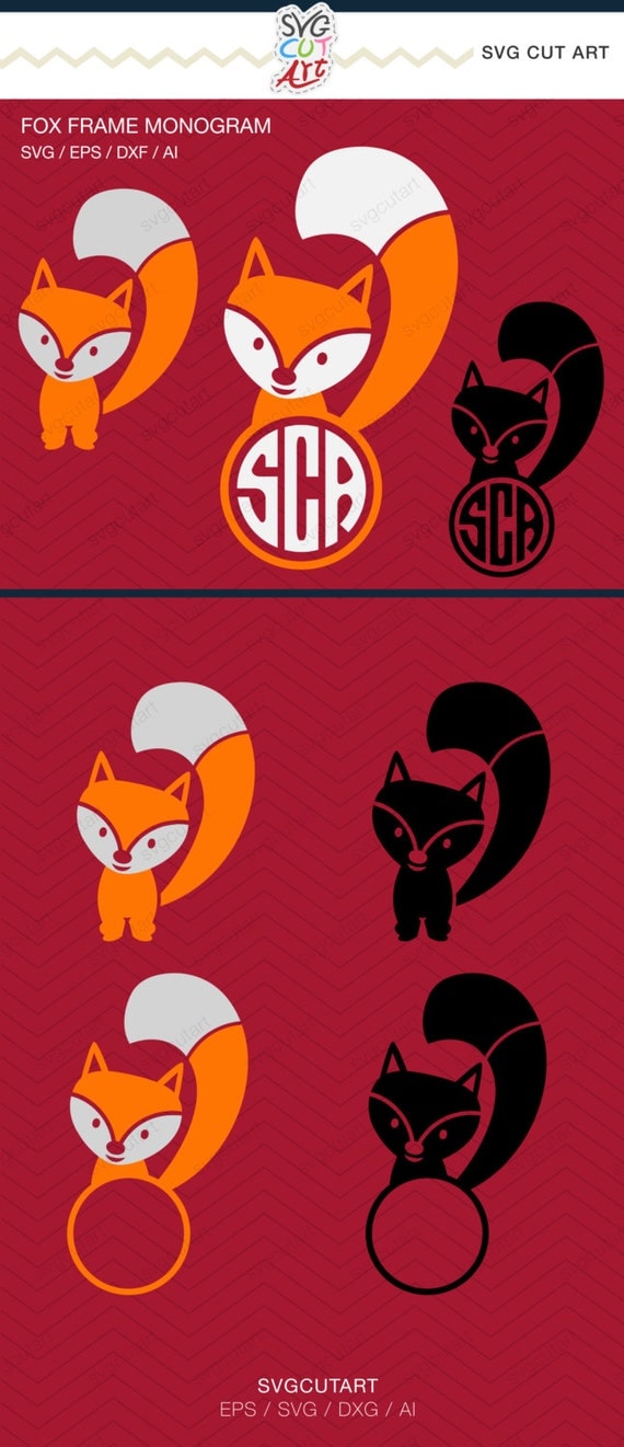 Download Fox Monogram Frame Animal DXF SVG EPS for Cricut Design