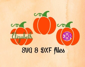 Pumpkin Monogram SVG, Pumpkin SVG, Halloween Cut File, Split Halloween Monogram, DXF File For Silhouette, Thanksgiving svg, Instant Download