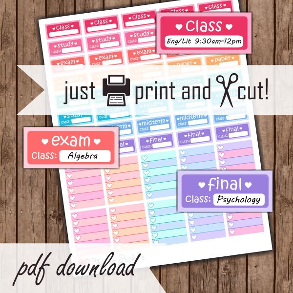 College Planner Stickers Student Planner Printable Class