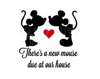 There's a New Mouse Due at Our House Pregnancy Announcement Surprise Couple Maternity Mickey Minnie Mouse Disney Iron On Decal for Shirt 302