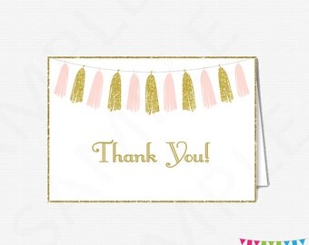Pink and Gold Thank You Cards, Baby Shower Thank You Cards, Girl Baby Shower, Printable Thank Yous, Thank You Cards, Instant Download, TASPG