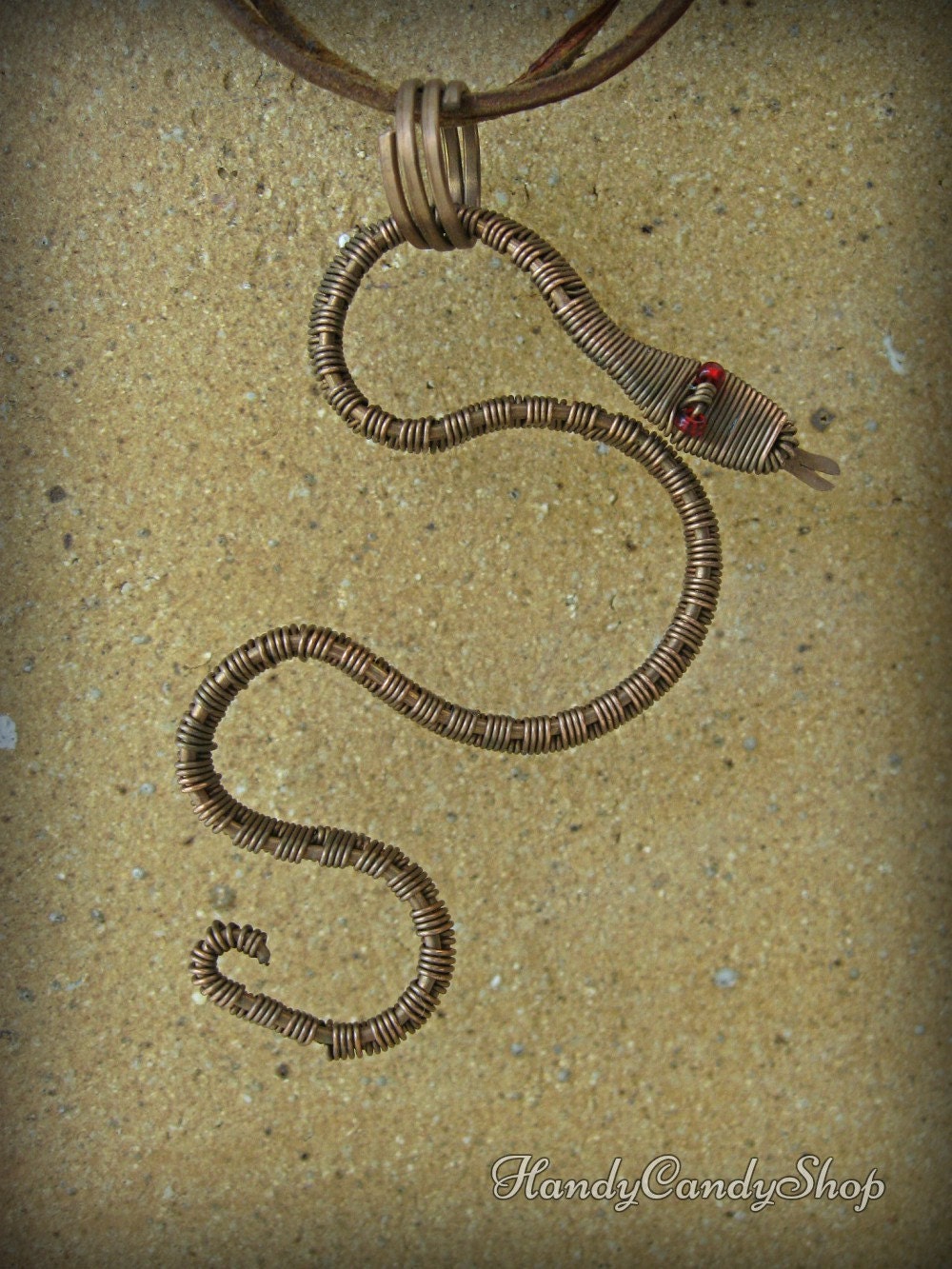 Snake Pendant Copper Wire Wrapping