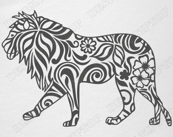 Lion SVG, cut file, cricut, lion stencil, Zentangle design, scroll saw, vinyl, wall decor, sticker, Silhouette Studio, scrapbooking, tattoo