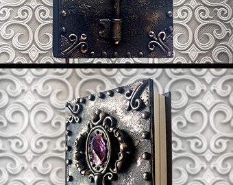 Black handmade notebook Polymer clay journal Vintage book Personal diary Writing journal Memory book Unique gift Magic key Vampire diary