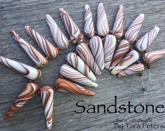 Polymer Clay Bead Set, Handmade Polymer Clay Beads, Sandstone Bead Set, Polymer Spike Beads, Gold Copper White Beads, Artisan Polymer Beads