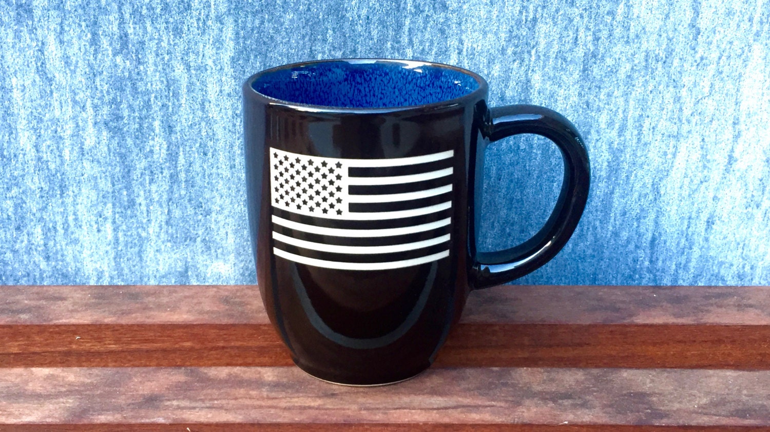 American Flag Coffee Mug, Professionally Sand Carved