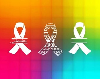 breast cancer svg, survivor split SVG and DXF Cut File for Silhouette and Cricut machines, instant download, aztec pattern ribbon