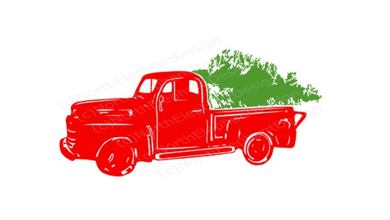 SVG PDF and PNG Vintage Truck with Tree Digital Download