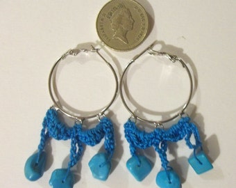 Crochet blue earrings