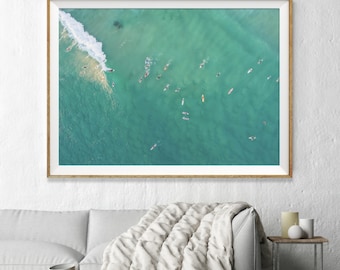 Gold Coast Aerial Beach Photography, Large Wall Art Decor, Colour Fine Art Photography, Art Prints, Australia, Beach Aqua Surfers Surf Decor