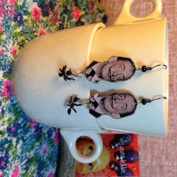 Salvador Dali Earrings mustache surrealism melting clock