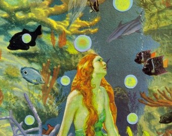 Mermaid Art, Underwater Fantasy, Mermaid Wall Art, Mermaid Gift, Nautical Theme Wall Decor, Undersea Mermaid Artwork, Under Sea Life