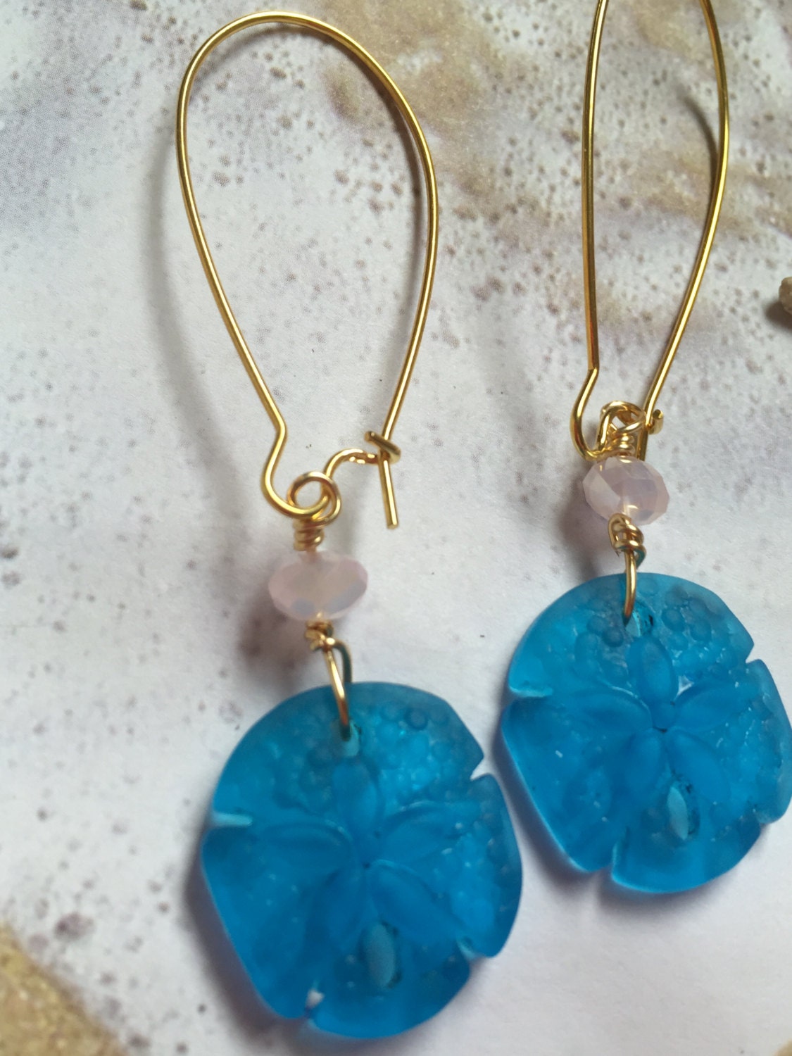 Sea glass earrings blue beach glass earring by SeasideJewelry1