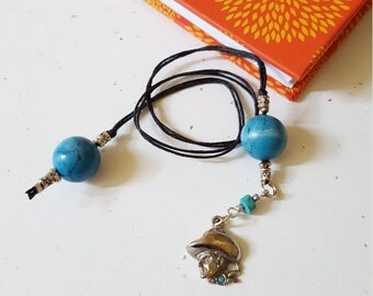 Cowboy Beaded Bookmark/ Glass, Metal, And Turquoise Beaded Cord With Metal Charm/ Rodeo Book Thong/ Horse Lover/ Western/ Readers Gift