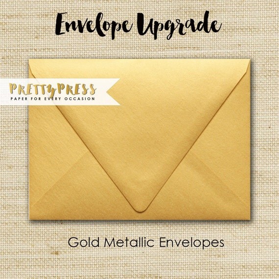 UPGRADE to Gold Metallic Envelopes Add On for any 5x7 Invites