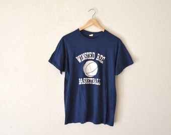 80's "Basketball" Blue Graphic T-Shirt