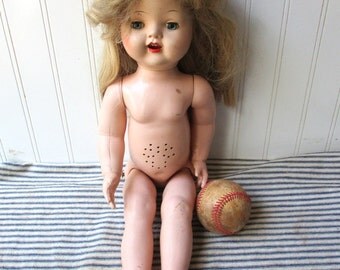 Vintage Saucy Walker TYPE doll unmarked hard plastic naked walker doll