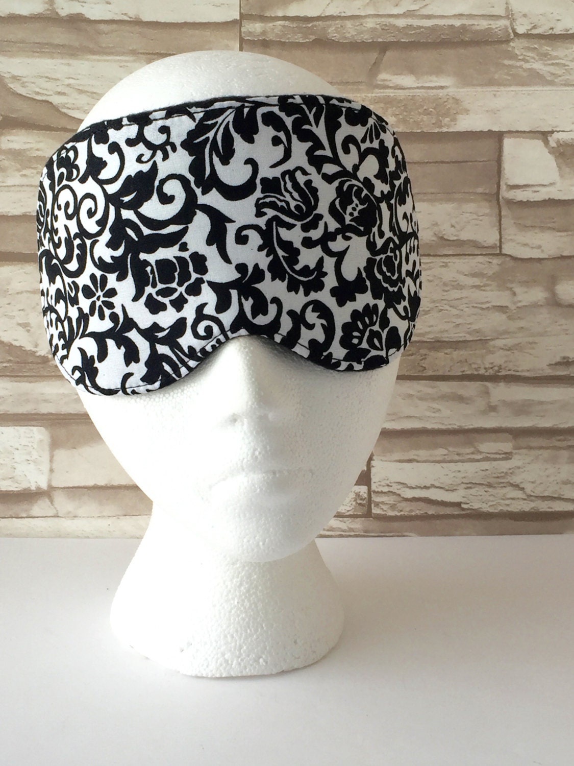 Damask Sleep Mask in a black & white for Sleep or Travel