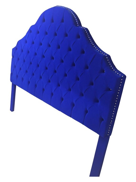 Royal Blue Extra Tall King Size Tufted Headboard by NewAgainUph