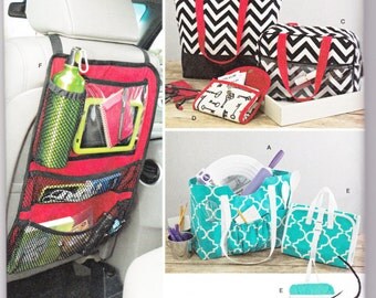 Simplicity 1128 Tote Bag Sewing Pattern Back of Car Seat Holder Canvas Purse Foldup Craft Coupon Makeup Cosmetic Travel Organizer New Uncut