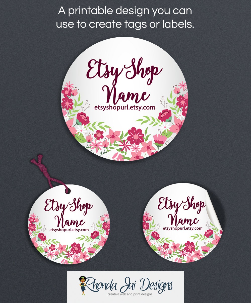 floral product tags product labels printable round label