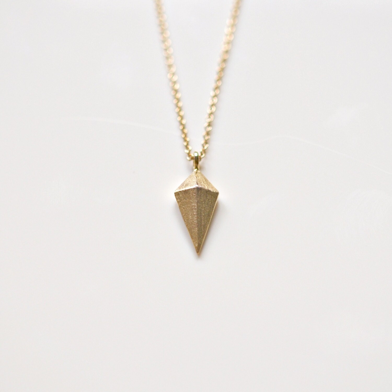Gold pyramid necklace gold geometric pendant tiny spike