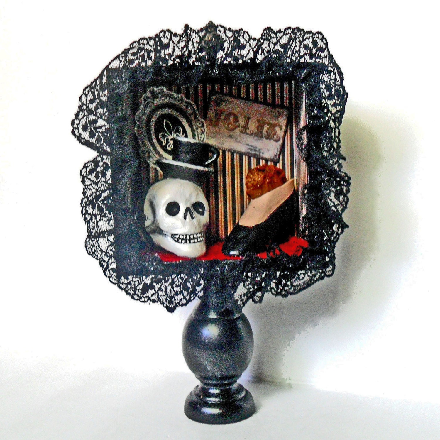 Gothic Shadow Box Skull Art French Gothic by NacreousAlchemy