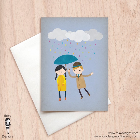 Items similar to Rainy Day Love - Greeting Card on Etsy