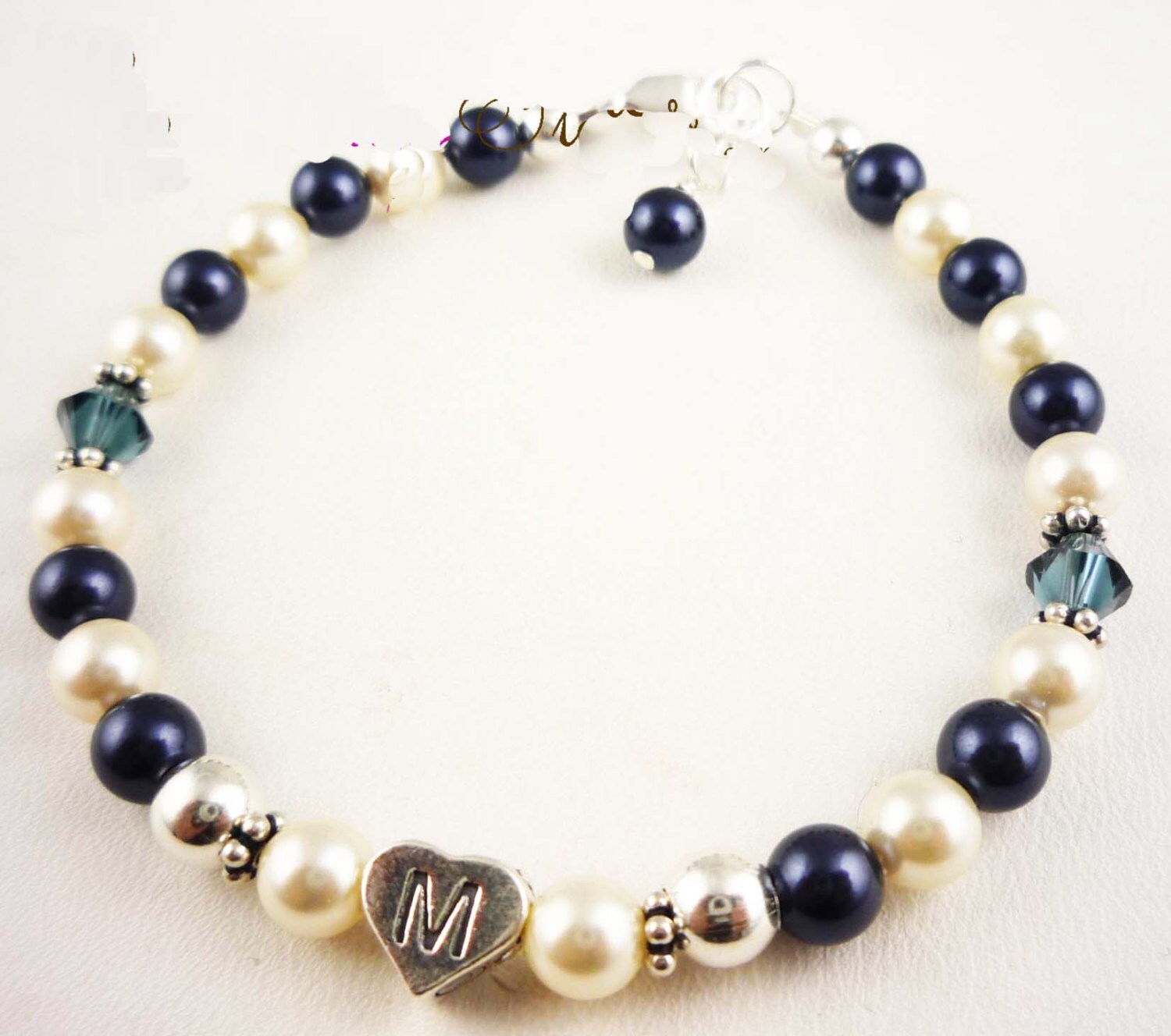 Custom flower girl bracelet in your choice of sterling silver