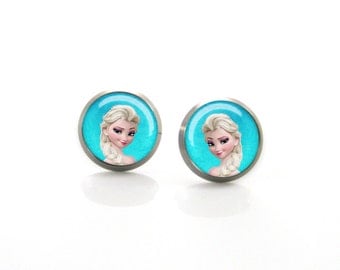 Titanium Earrings Frozen Elsa Studs | Hypoallergenic Sensitive Earring Stud | Girls earrings | Children Titanium earrings for sensitive ears