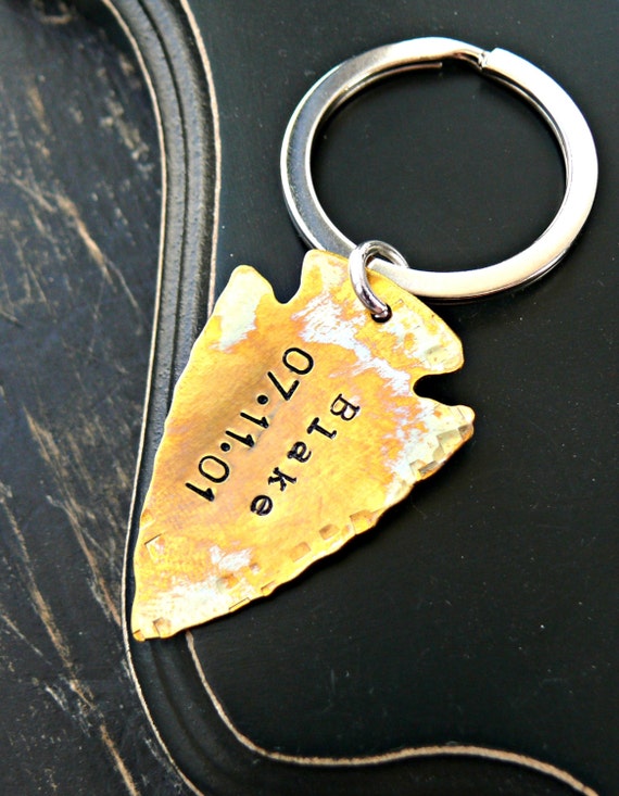 Brass Personalized Metal Arrow Keychain by yourcharmedlife