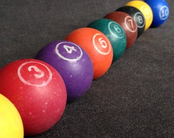 Lucky number. Small vintage game colored numbered ball. Per piece.