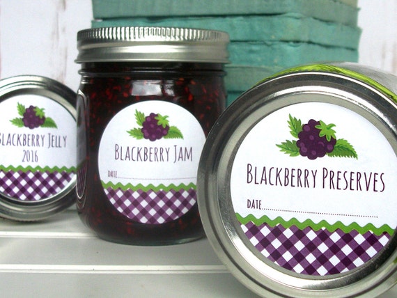 Gingham Blackberry canning labels blackberry jam & jelly