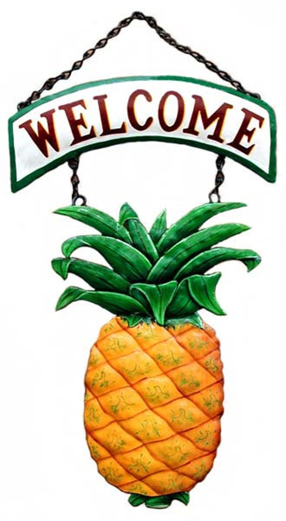 Pineapple Sign Metal Wall Decor Tropical Design