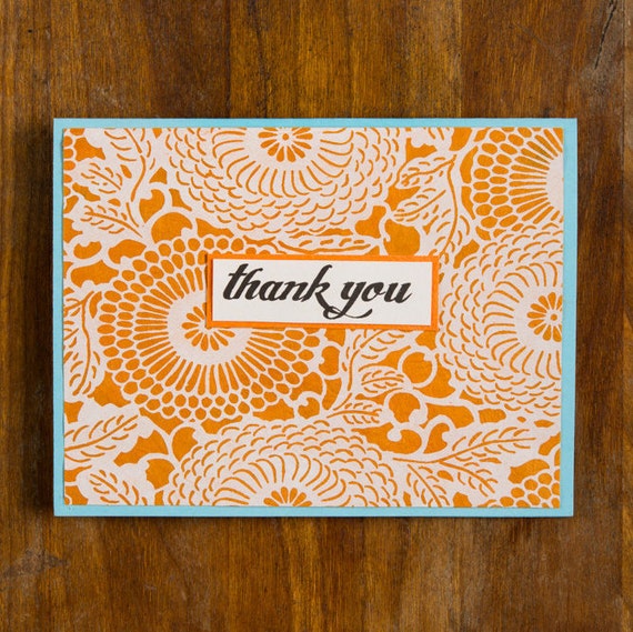 Thank you card orange and white