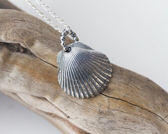 Small Silver Shell Pendant Seashell Necklace Camino de Santiago Scalloped Shell Pendant